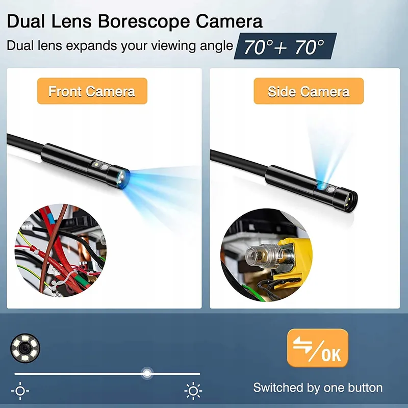 AMAILTOM Endoscoopcamera 1080P Dual Lens 4,3 Inch IP67 5m Kabel — foto 2