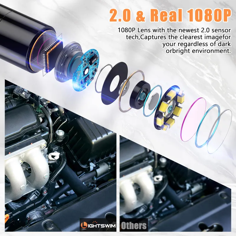 LIGHTSWIM Inspectiecamera HD 1080P 5m IP67 Waterdicht 8 LED — foto 4
