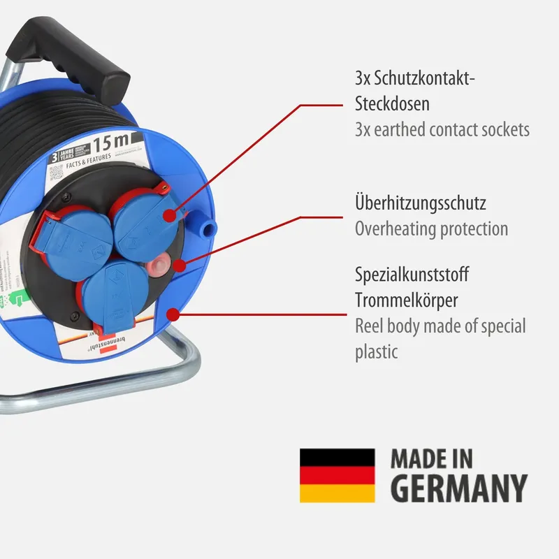 BRENNENSTUHL Garant Kompakt Kabelhaspel 15m IP44 Buiten Blauw — foto 2