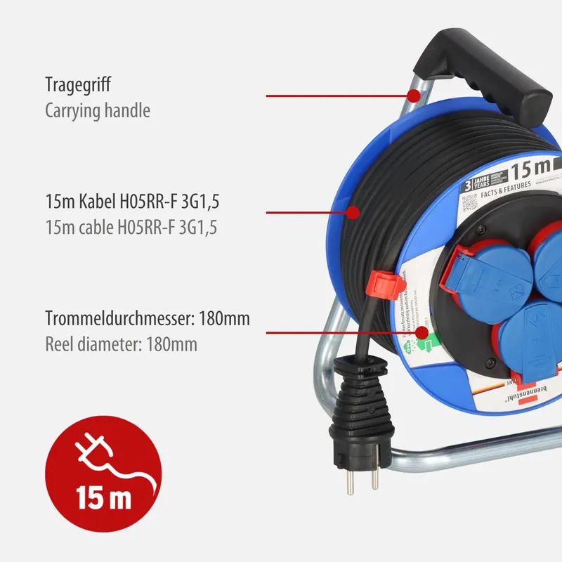 BRENNENSTUHL Garant Kompakt Kabelhaspel 15m IP44 Buiten Blauw — foto 3