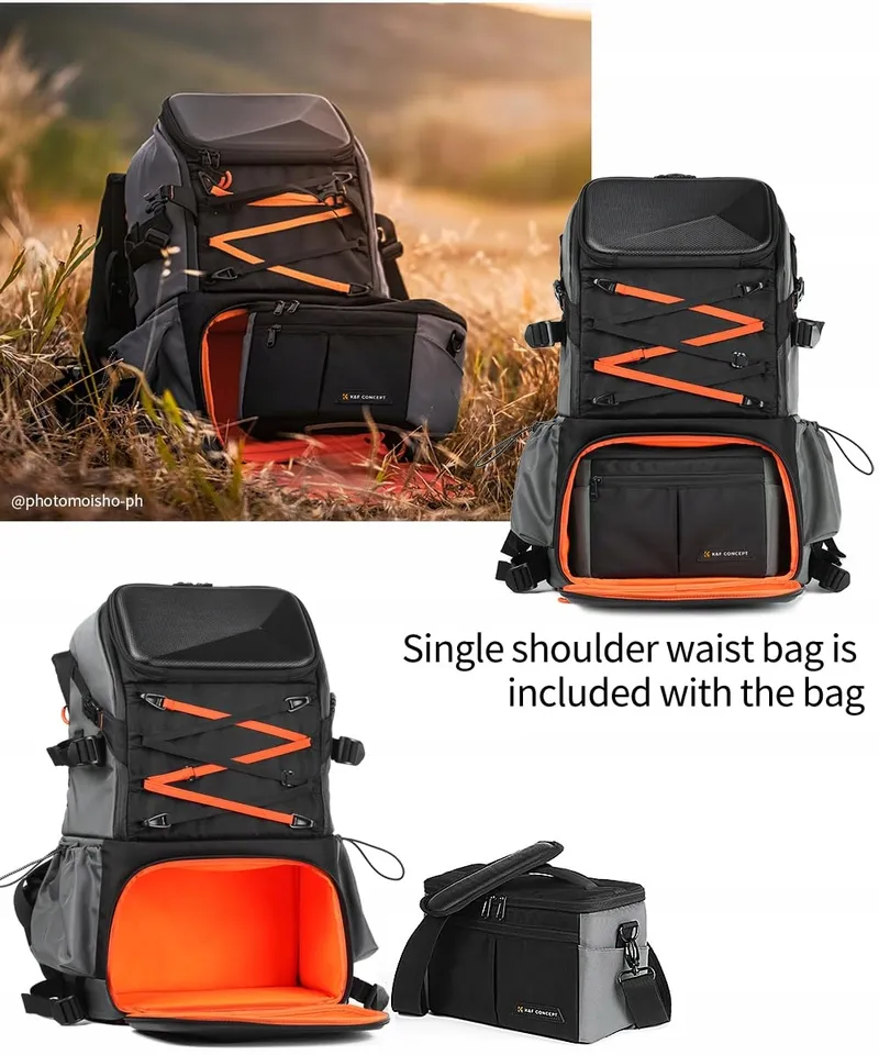 K&F CONCEPT Fotorugzak 32L Waterdicht Laptopvak — foto 2