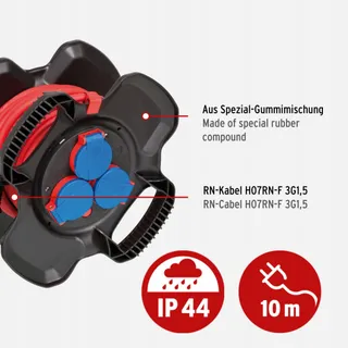 BRENNENSTUHL Rubberen Kabelhaspel 10m IP44 Buiten Bouw — miniatuur 4