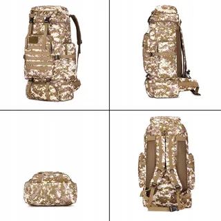 TOUYAKO Trekkingrugzak 80L Waterdicht Tactisch Militair Zwart — miniatuur 4