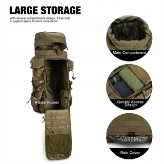 MARDINGTOP Militaire Rugzak 70L Trekking Wandelen Kaki — miniatuur 4