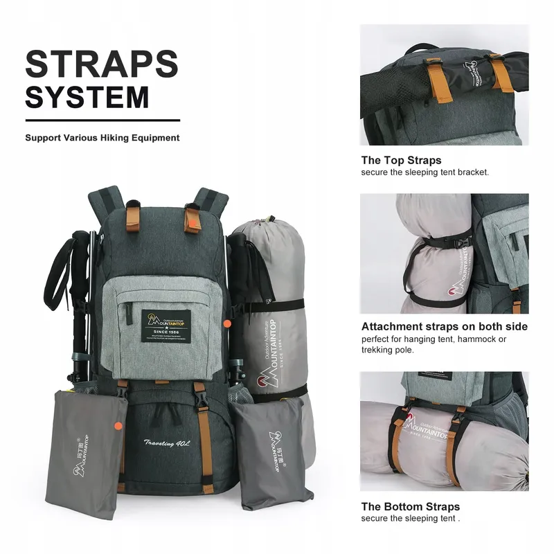 MOUNTAINTOP Trekkingrugzak 40L Wandelen Camping Reizen — foto 6