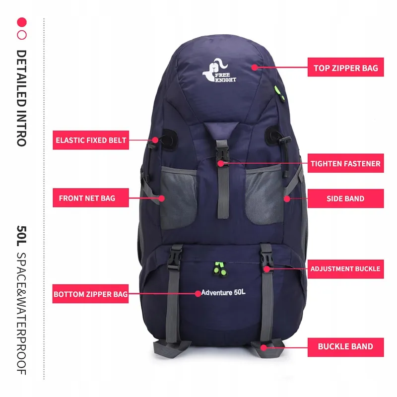 BSEASH Wandelrugzak 50L Licht Waterbestendig Outdoor — foto 5