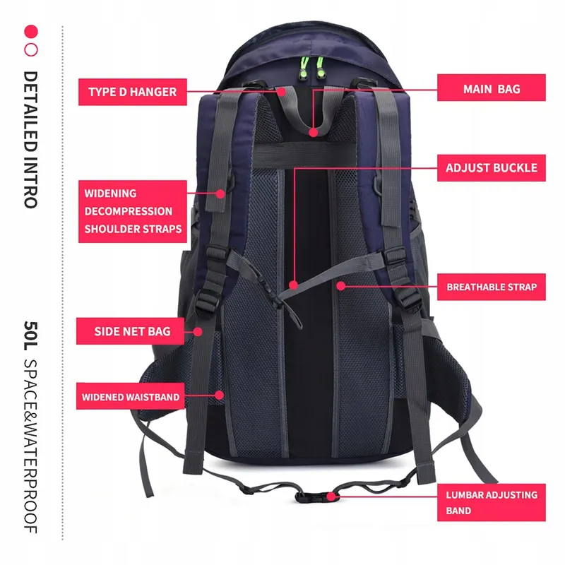 BSEASH Wandelrugzak 50L Licht Waterbestendig Outdoor — foto 7