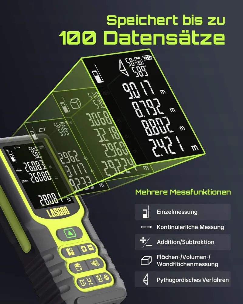 LASGOO Laserafstandsmeter 100m LCD Hoeksensor — foto 4