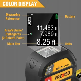 PREXISO Laser Afstandsmeter 40m LCD Multifunctioneel met Meetlint 5m — miniatuur 4