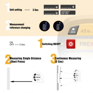 PREXISO Laser Afstandsmeter 40m LCD Multifunctioneel met Meetlint 5m — miniatuur 5