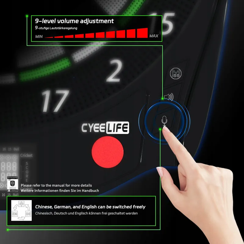 CYEE LIFE Elektronisch Dartbord ZD01J met Darts Accessoires — foto 7