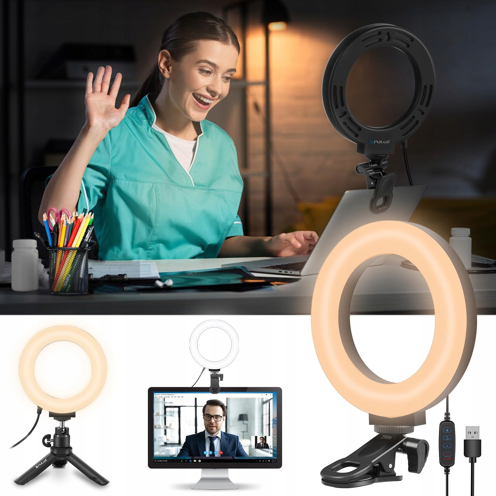 PULUZ Mini Ringlicht 6 Inch 72 LED Laptop