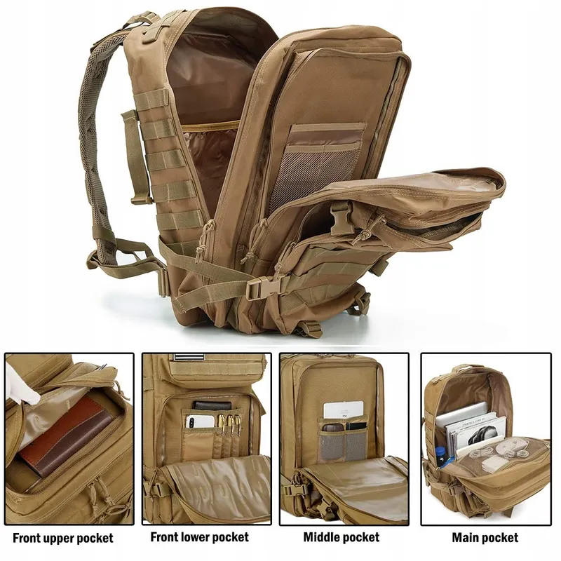 QT&QY Tactische Rugzak 45L Militair MOLLE Wandelen Trekking β foto 6