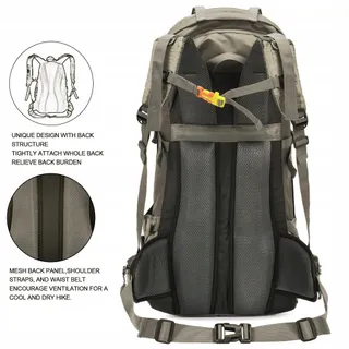 BSEASH Wandelrugzak 60L Waterdicht met Regenhoes Outdoor — miniatuur 7