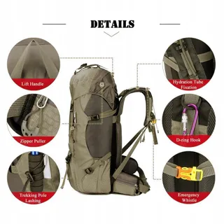 BSEASH Wandelrugzak 60L Waterdicht met Regenhoes Outdoor — miniatuur 3
