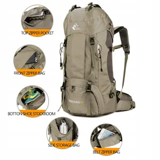BSEASH Wandelrugzak 60L Waterdicht met Regenhoes Outdoor — miniatuur 2
