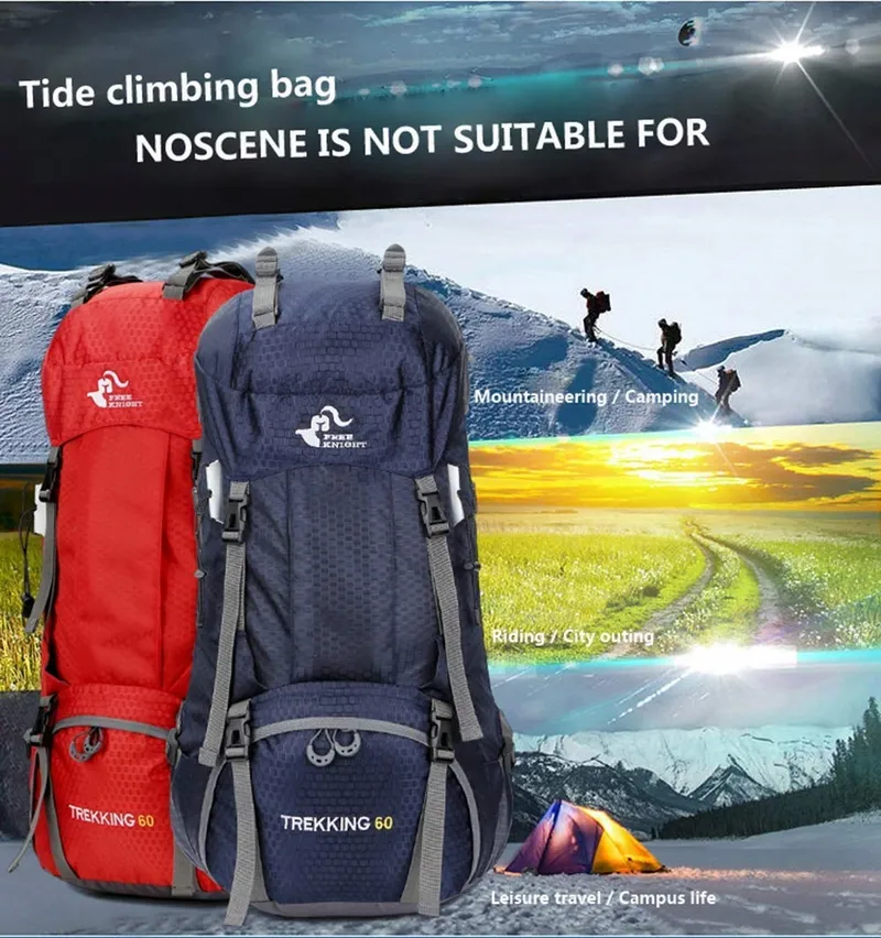 BSEASH Wandelrugzak 60L Waterdicht met Regenhoes Outdoor — foto 9