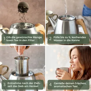 WALDWERK Theepot met Zeef Dubbelwandig RVS 304 — miniatuur 5