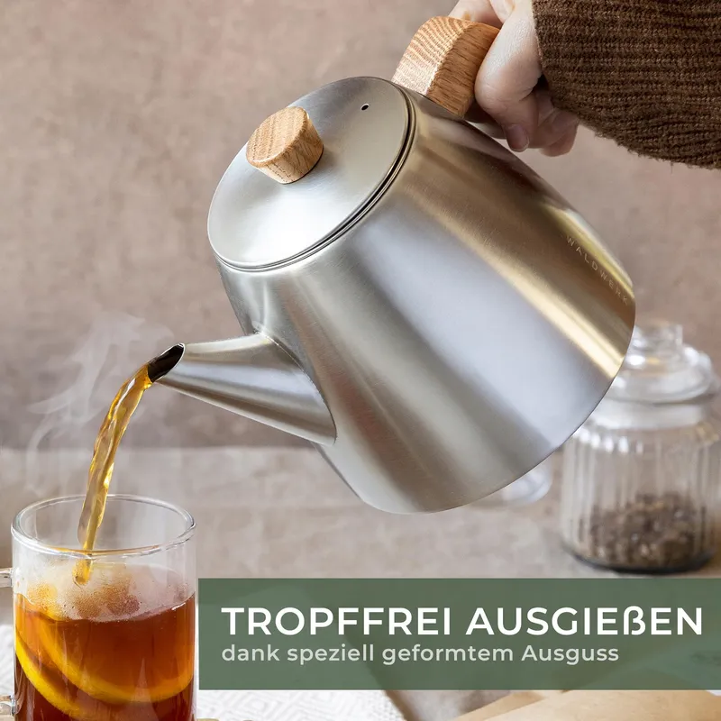 WALDWERK Theepot met Zeef Dubbelwandig RVS 304 — foto 4