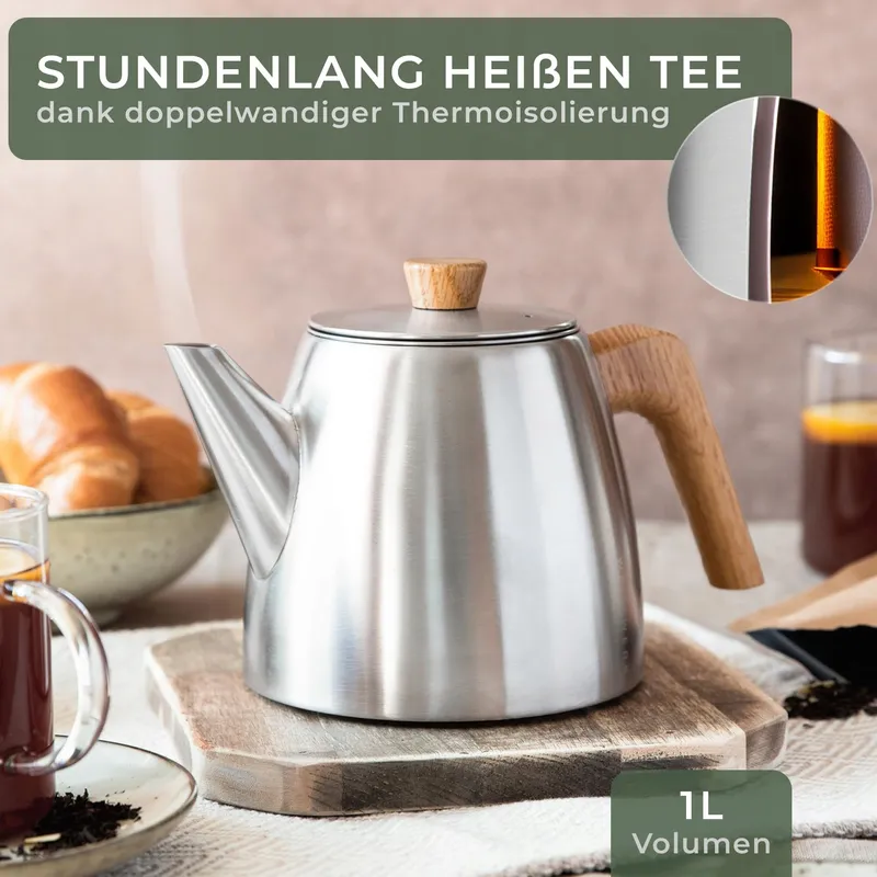 WALDWERK Theepot met Zeef Dubbelwandig RVS 304 — foto 3