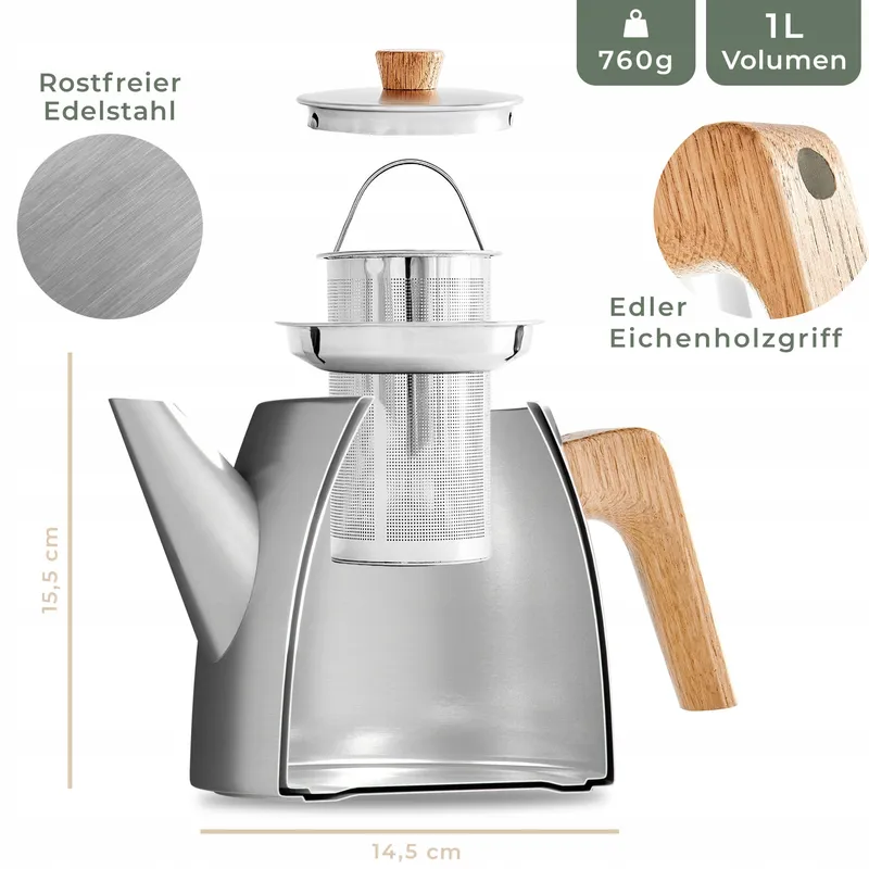 WALDWERK Theepot met Zeef Dubbelwandig RVS 304 — foto 6
