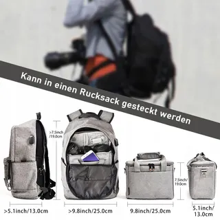 FOSOTO Cameratas DSLR Accessoires Grijs Nikon — miniatuur 4
