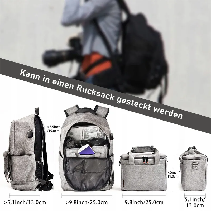 FOSOTO Cameratas DSLR Accessoires Grijs Nikon — foto 4