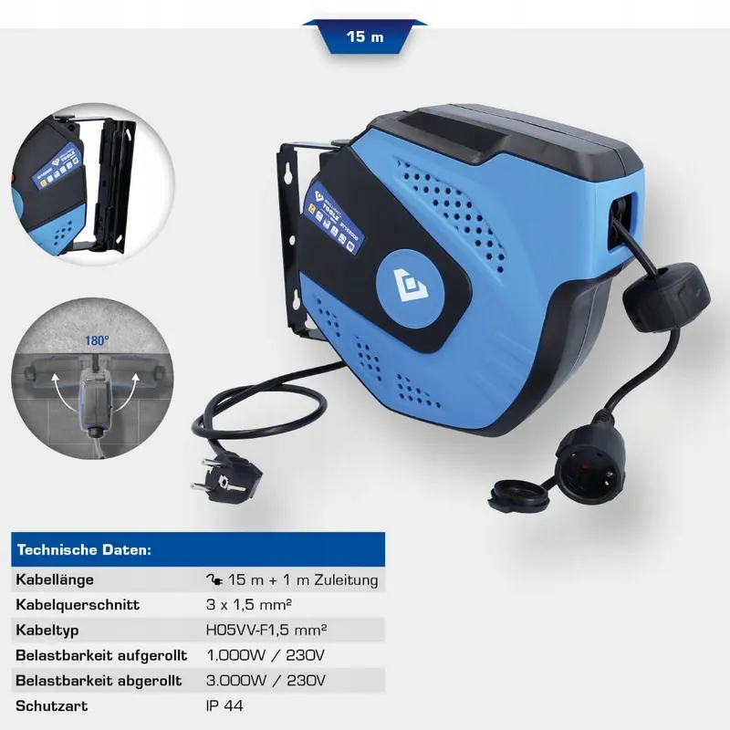 BRILLIANT TOOLS BT162000 Automatische Kabelhaspel 15m KS TOOLS — foto 2