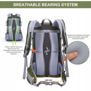 MOUNTAINTOP Wandelrugzak 40L Unisex Trekking Regenhoes Groen — miniatuur 5