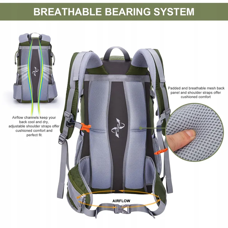 MOUNTAINTOP Wandelrugzak 40L Unisex Trekking Regenhoes Groen — foto 5