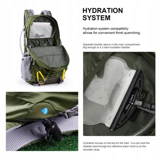MOUNTAINTOP Wandelrugzak 40L Unisex Trekking Regenhoes Groen — miniatuur 6