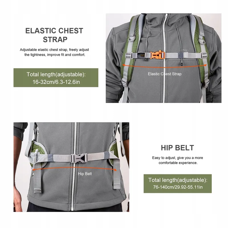 MOUNTAINTOP Wandelrugzak 40L Unisex Trekking Regenhoes Groen — foto 4