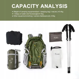 MOUNTAINTOP Wandelrugzak 40L Unisex Trekking Regenhoes Groen — miniatuur 9
