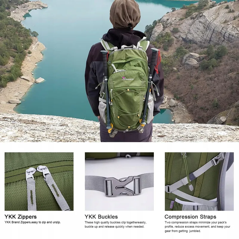 MOUNTAINTOP Wandelrugzak 40L Unisex Trekking Regenhoes Groen — foto 8