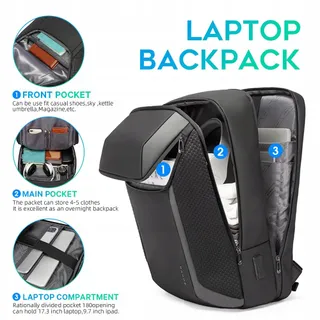 BANGE Business Rugzak Laptop Waterdicht USB Grijs — miniatuur 3