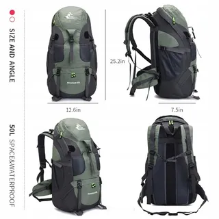BSEASH Wandelrugzak 50L Groen Waterdicht Schoenenvak — miniatuur 2