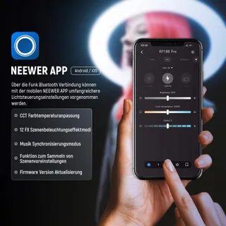 NEEWER Professionele Ringlamp 18 inch 45W Statief Telefoonhouder App — miniatuur 5