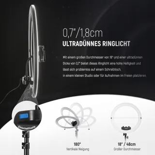 NEEWER Professionele Ringlamp 18 inch 45W Statief Telefoonhouder App — miniatuur 2