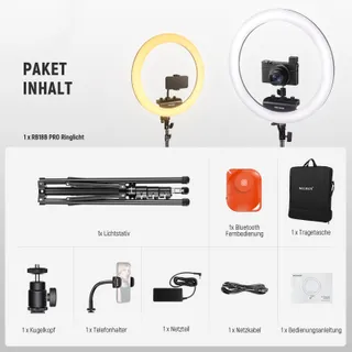 NEEWER Professionele Ringlamp 18 inch 45W Statief Telefoonhouder App — miniatuur 9