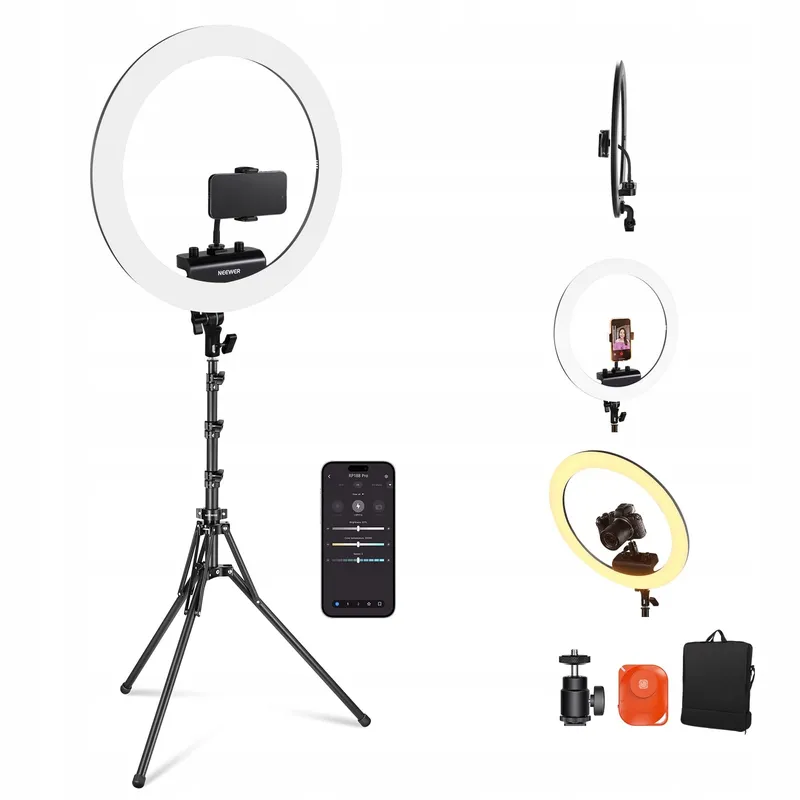 NEEWER Professionele Ringlamp 18 inch 45W Statief Telefoonhouder App — foto 1