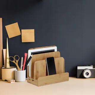 RELAXDAYS Bamboe Laadstation Organizer Voor Smartphones Tablets — miniatuur 5