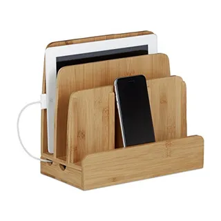 RELAXDAYS Bamboe Laadstation Organizer Voor Smartphones Tablets — miniatuur 14