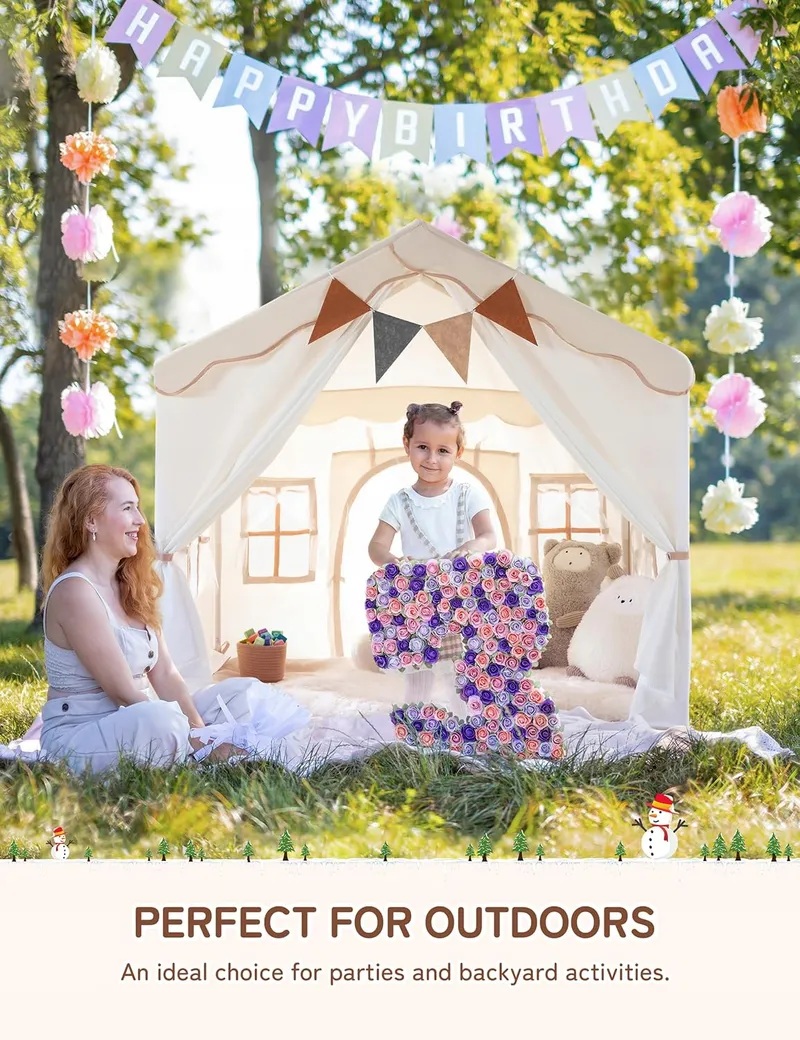 BESREY Kindertent 2-in-1 met Mat en Lichtjes Beige — foto 8