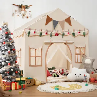 BESREY Kindertent 2-in-1 met Mat en Lichtjes Beige — miniatuur 9
