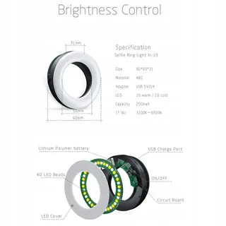 XINBAOHONG Selfie Ringlicht 40 LED USB Telefoon Tablet Laptop — miniatuur 3