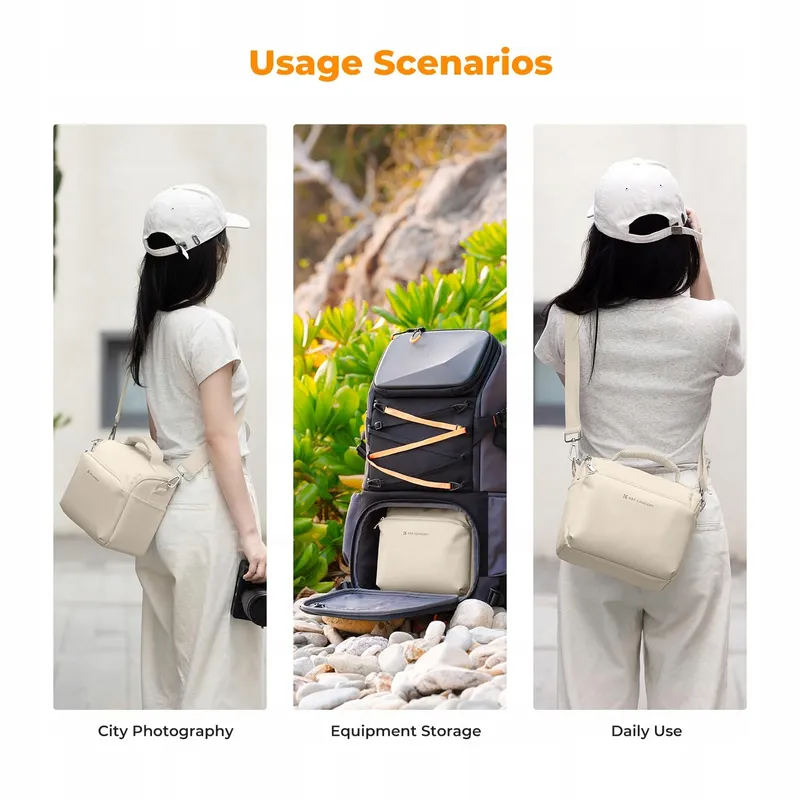 K&F CONCEPT Camera Sling Bag Schoudertas Voor Fotografen Beige — foto 7