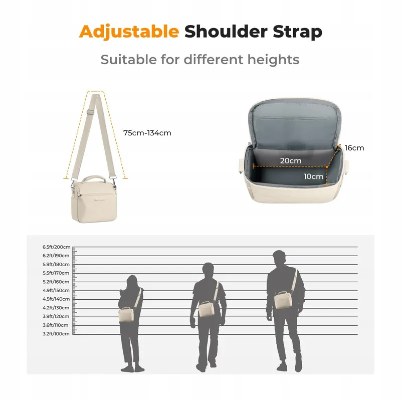 K&F CONCEPT Camera Sling Bag Schoudertas Voor Fotografen Beige — foto 6