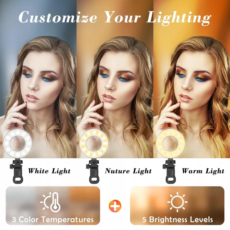 MOJIMDO LED Ringlicht Voor Telefoon Laptop Selfie Videobellen Make-up — foto 2