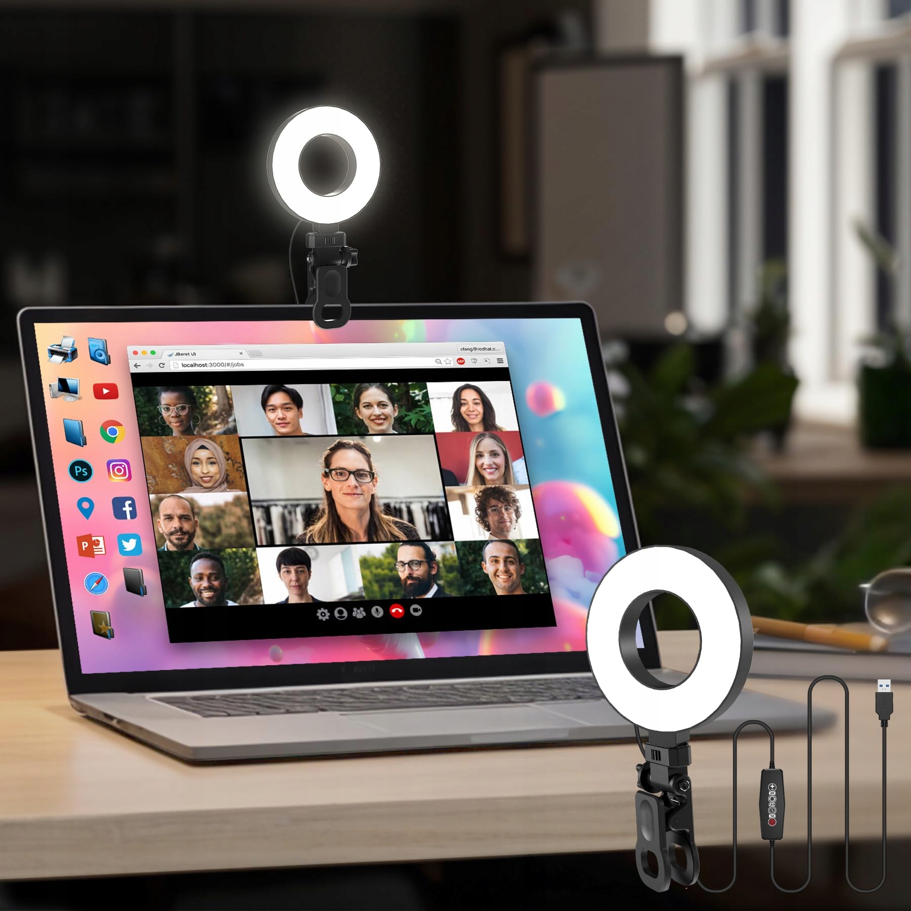 MOJIMDO LED Ringlicht Voor Telefoon Laptop Selfie Videobellen Make-up