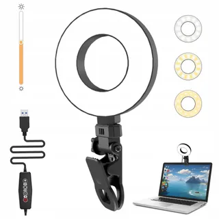 MOJIMDO LED Ringlicht Voor Telefoon Laptop Selfie Videobellen Make-up — miniatuur 8